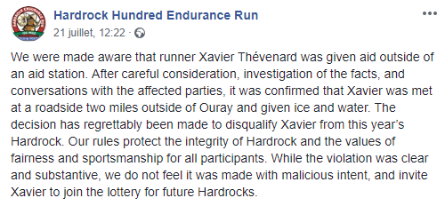 xavier thevenard disqualifie de la hardrock 100 endurance run