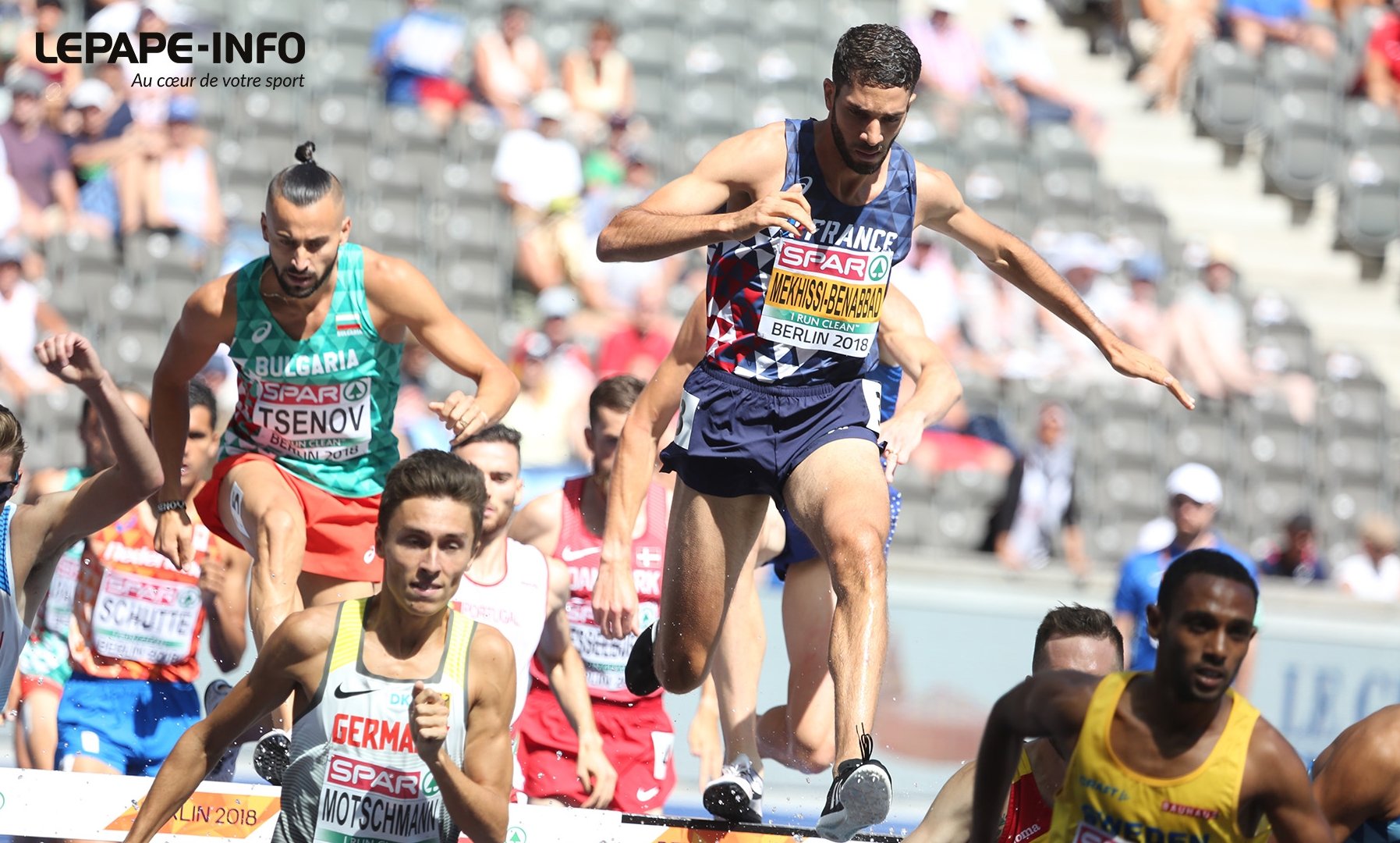 Mahiedine Mekhissi lors des derniers Championnats d'Europe sur 3 000 m steeple (crédit photo Romain Donneux).